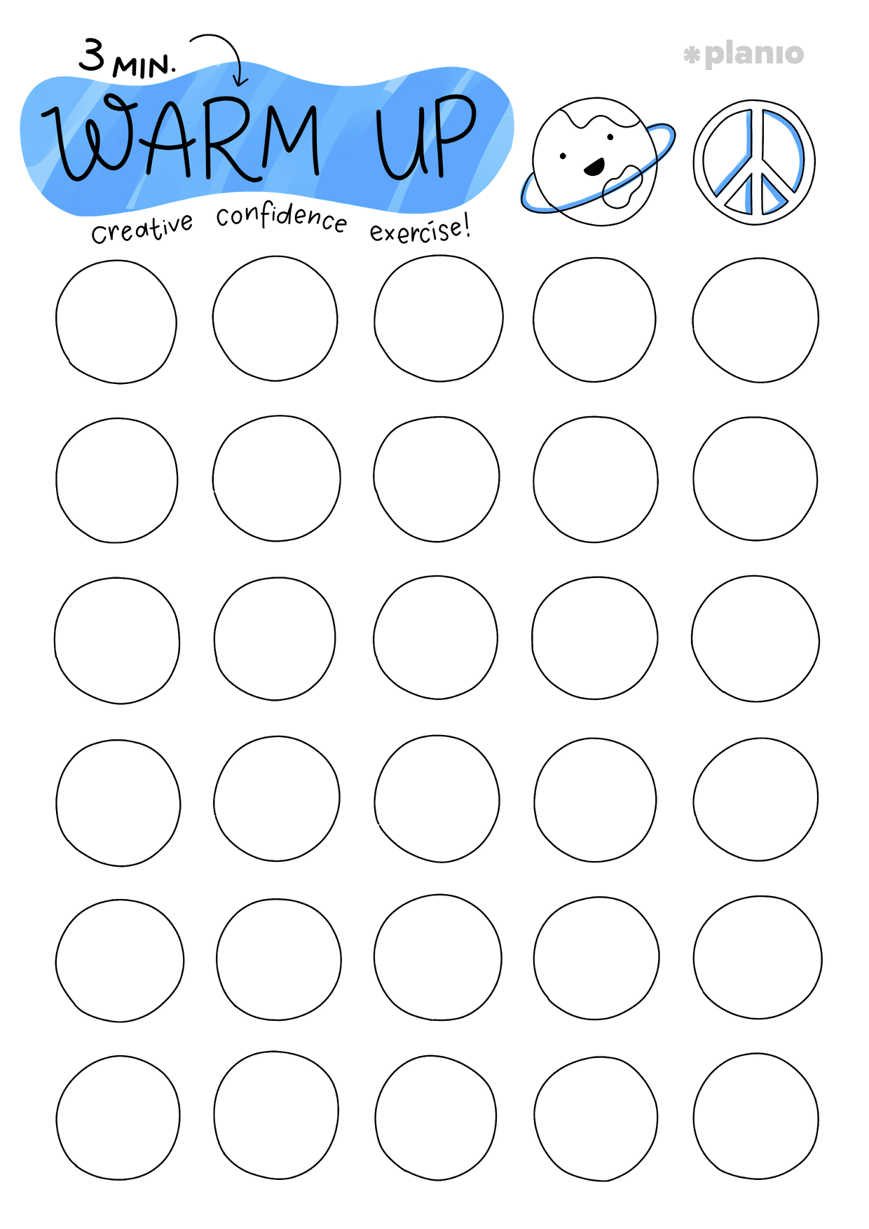 30 circles warm up template preview