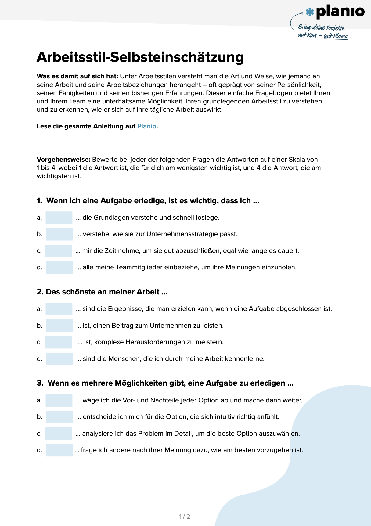 Arbeitsstil selbsttest screenshot