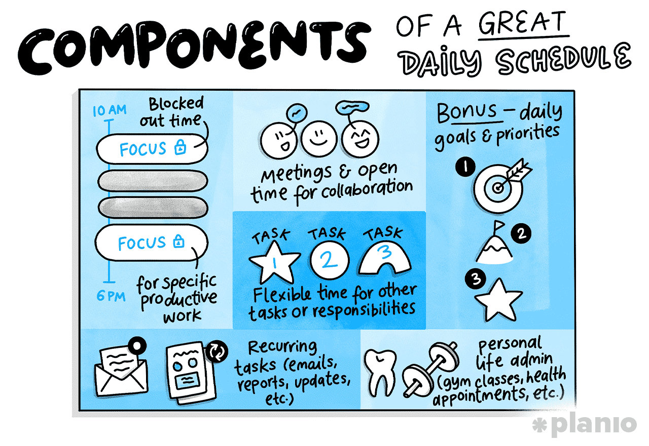 Components of a daily schedule