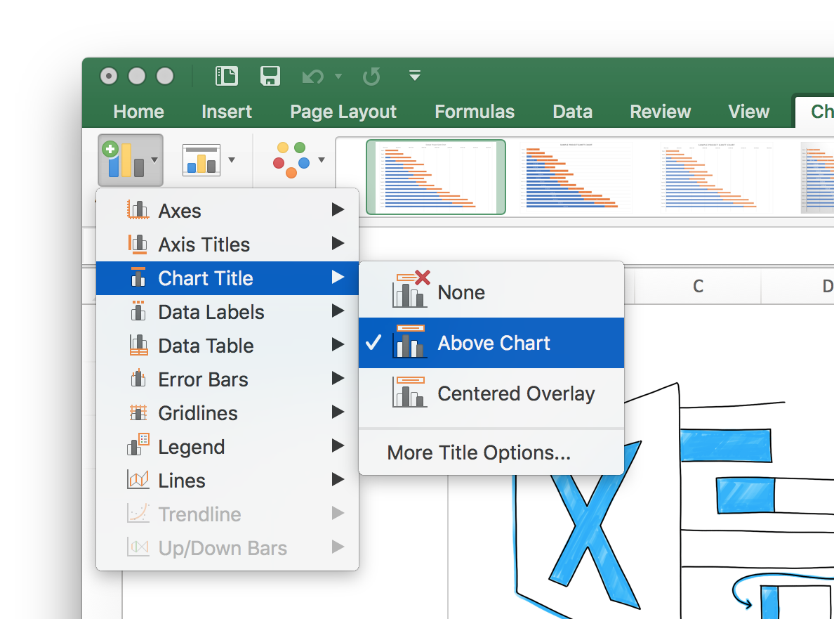 Excel Gantt Chart Screenshot of Chart Title