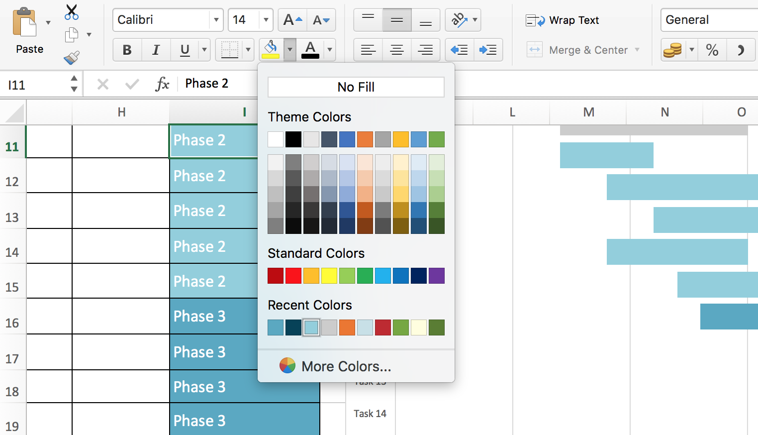 Excel Gantt Chart Screenshot Format Colors