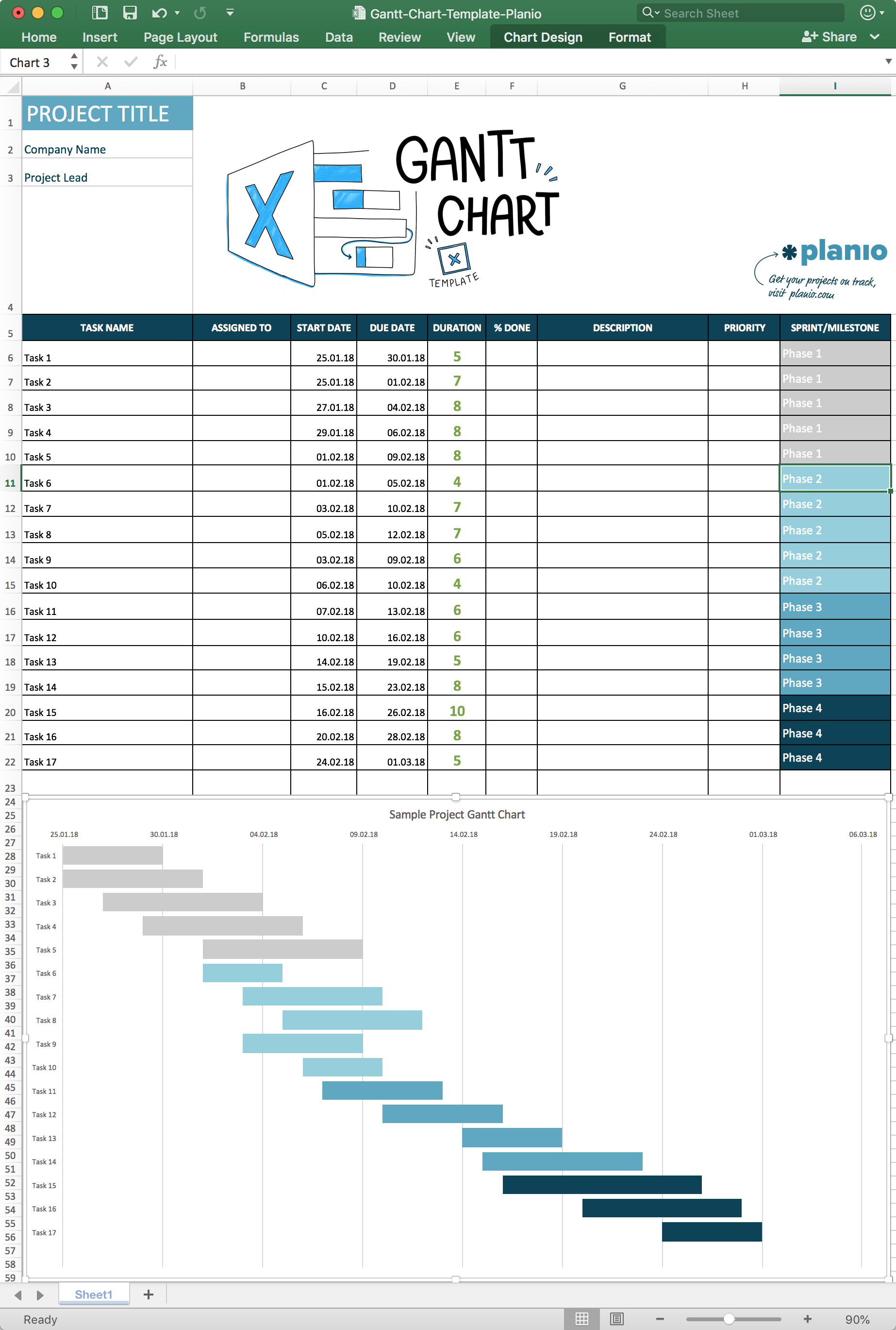 project planner gantt excel