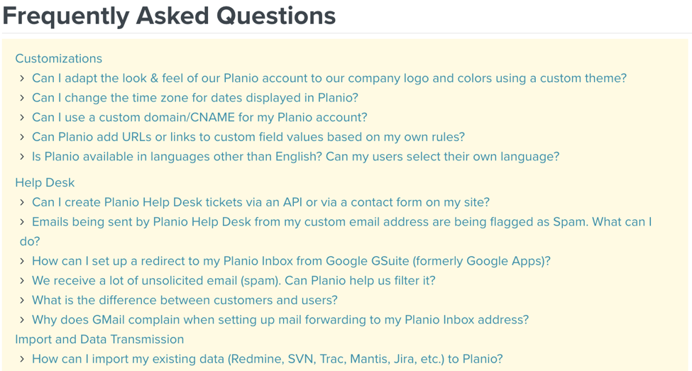 Planio Frequently Asked Questions