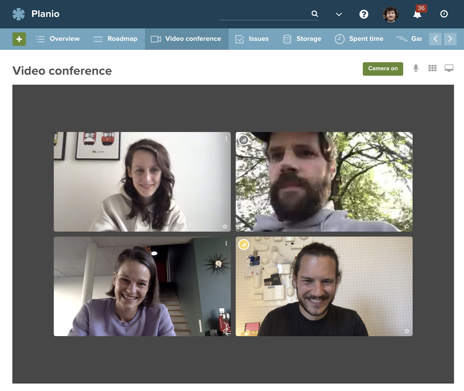 Planio Meet video conferencing in use
