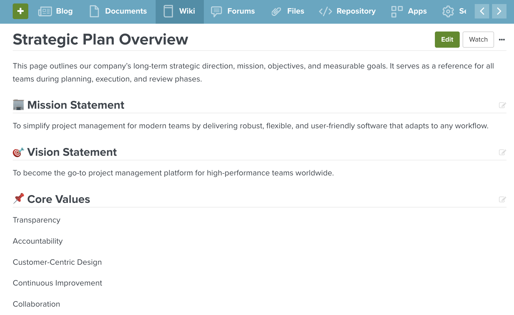 Wiki pages can help share your strategic plan with your company