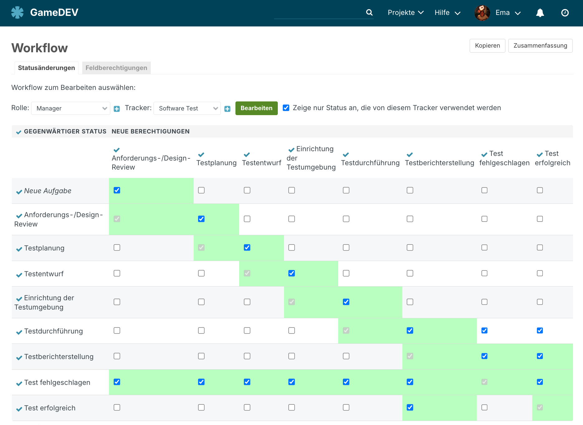 Workflow in Planio für dein Feature-Testing