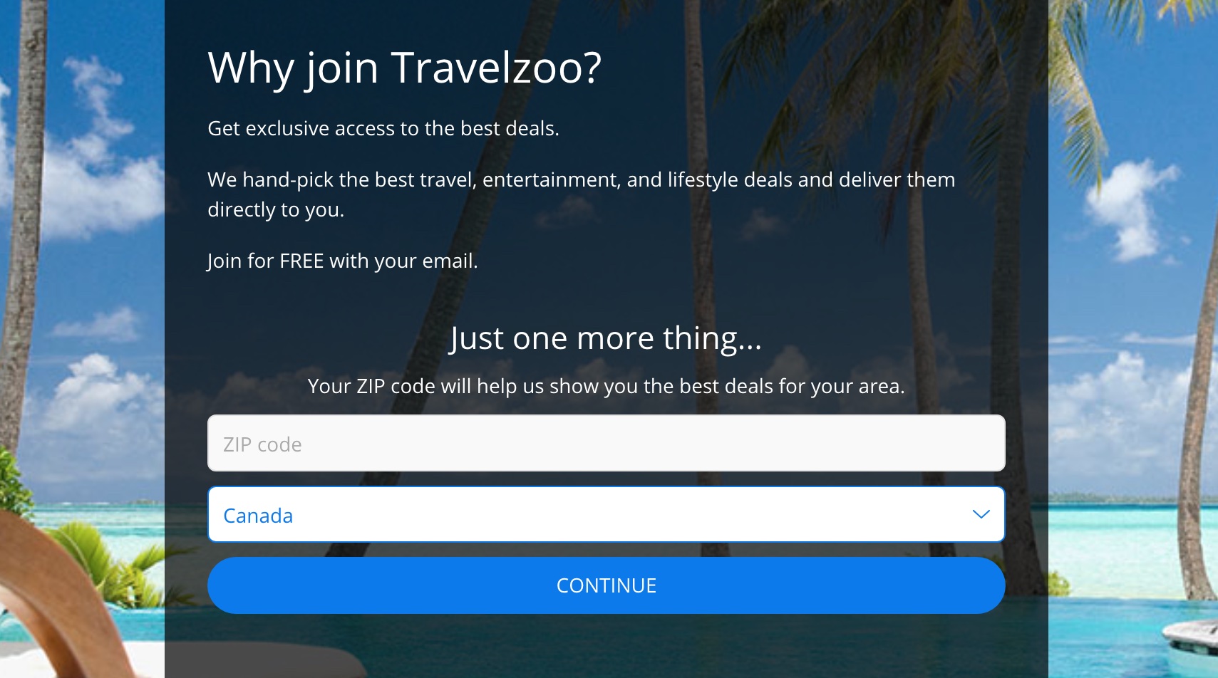 TravelZoo Signup Form