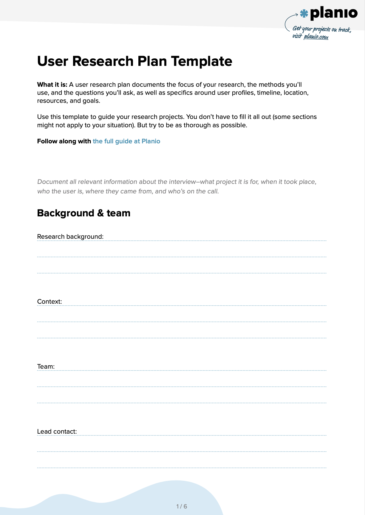 User research for Agile teams (  free research plan template) Planio