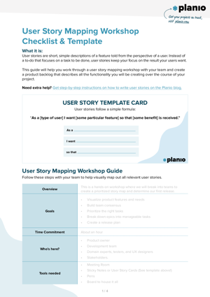 User story mapping workshop template and checklist screenshot