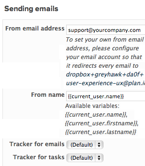Configuring a custom e-mail address